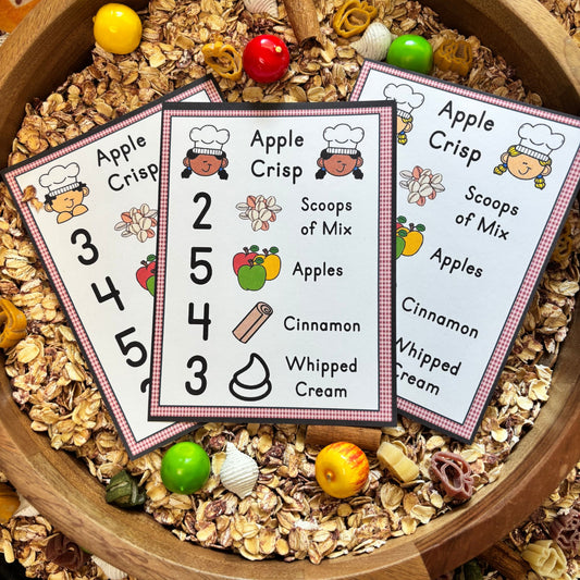 Apple Crisp Recipe Cards – Fall Counting Sensory Activity