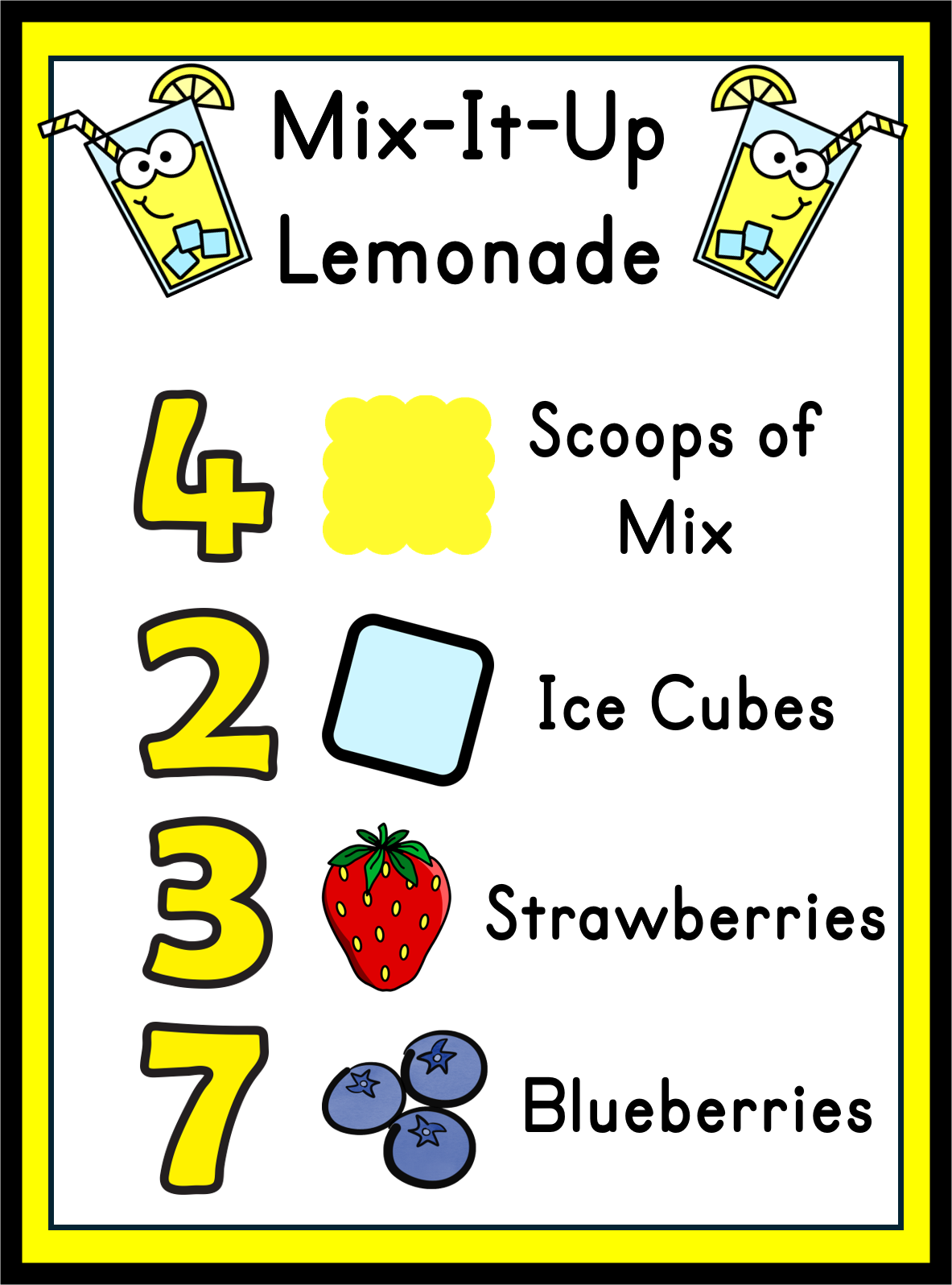 Lemonade Sensory Bin Recipe Cards | Printable PDF