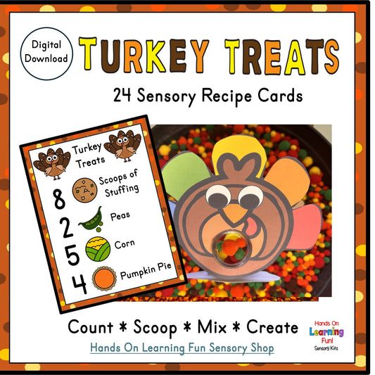 Turkey Treats Recipe Cards – Fall Counting Sensory Activity
