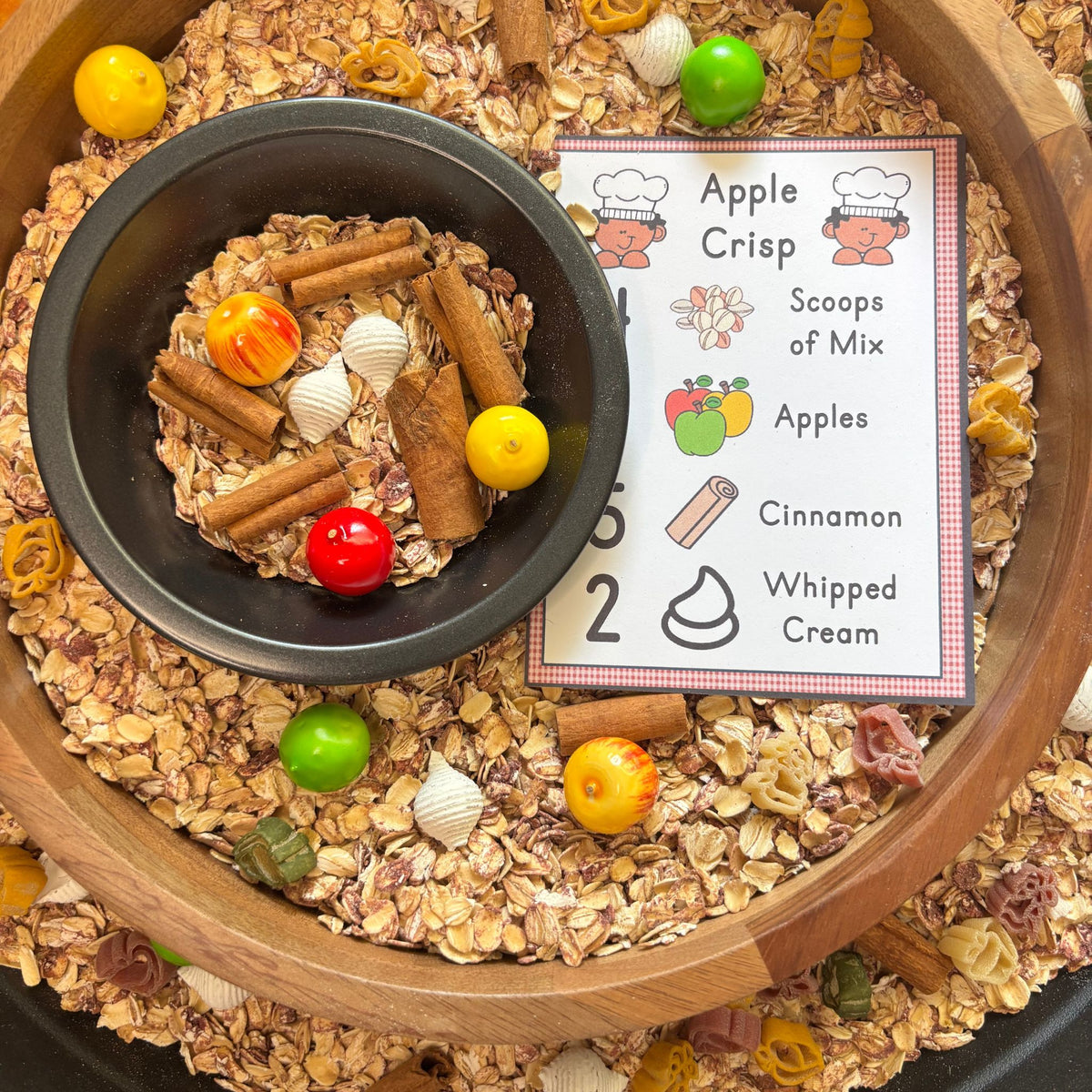 Apple Crisp Sensory Kit Preschool Fall  Pretend Baking Activity