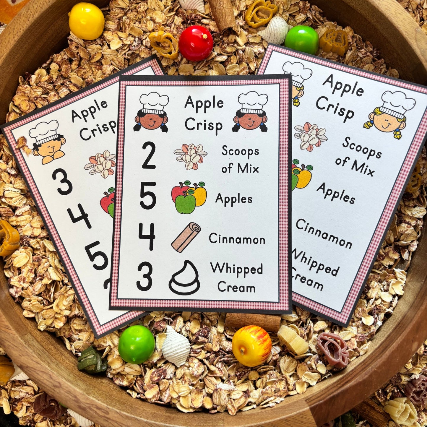 Apple Crisp Sensory Bin Recipe Cards | Printable PDF
