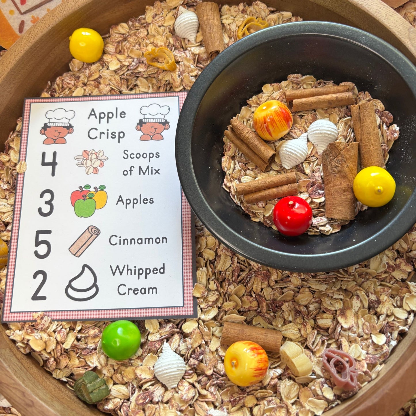 Apple Crisp Sensory Bin Recipe Cards | Printable PDF