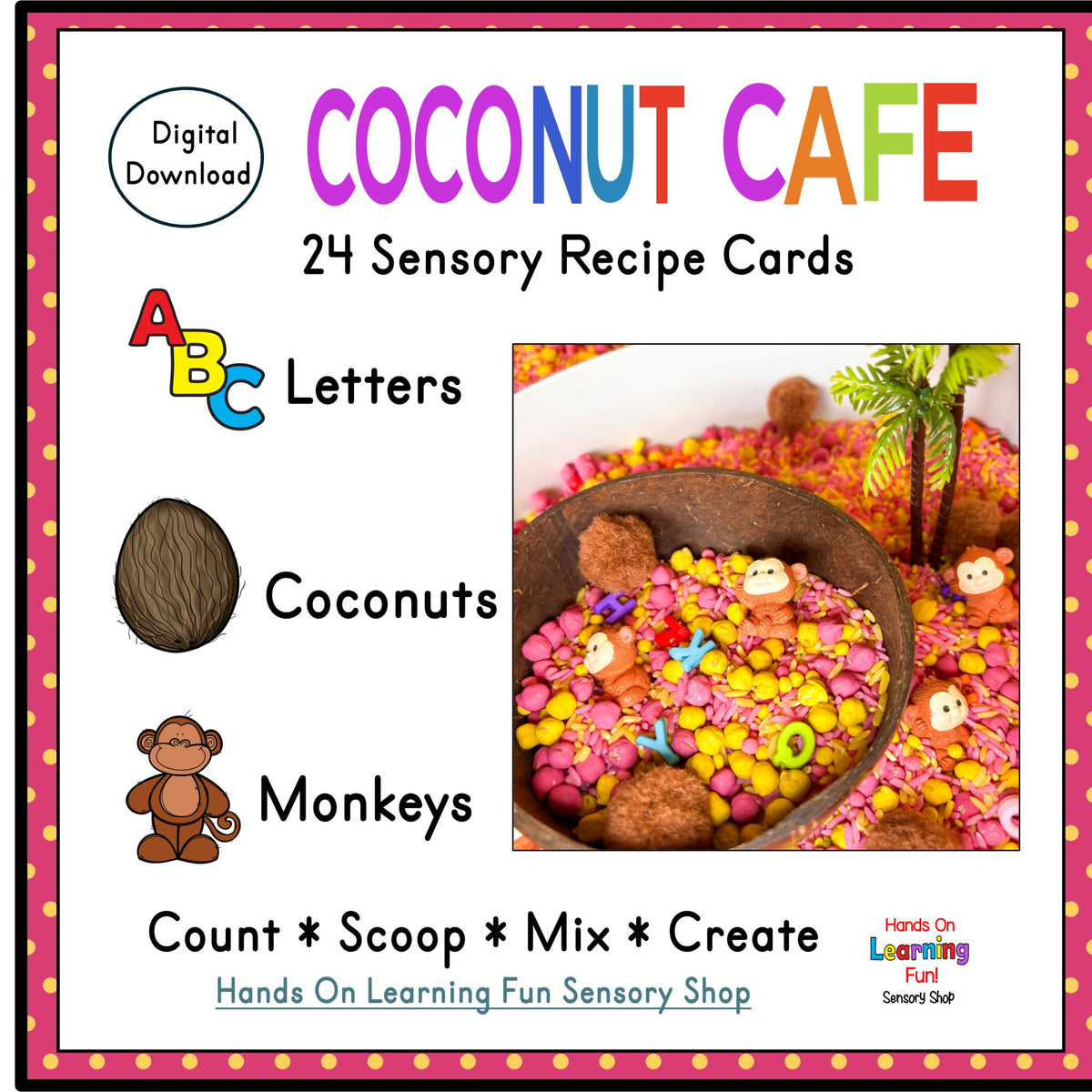 Coconut Cafe Sensory Activities | Counting & Alphabet Matching Printable