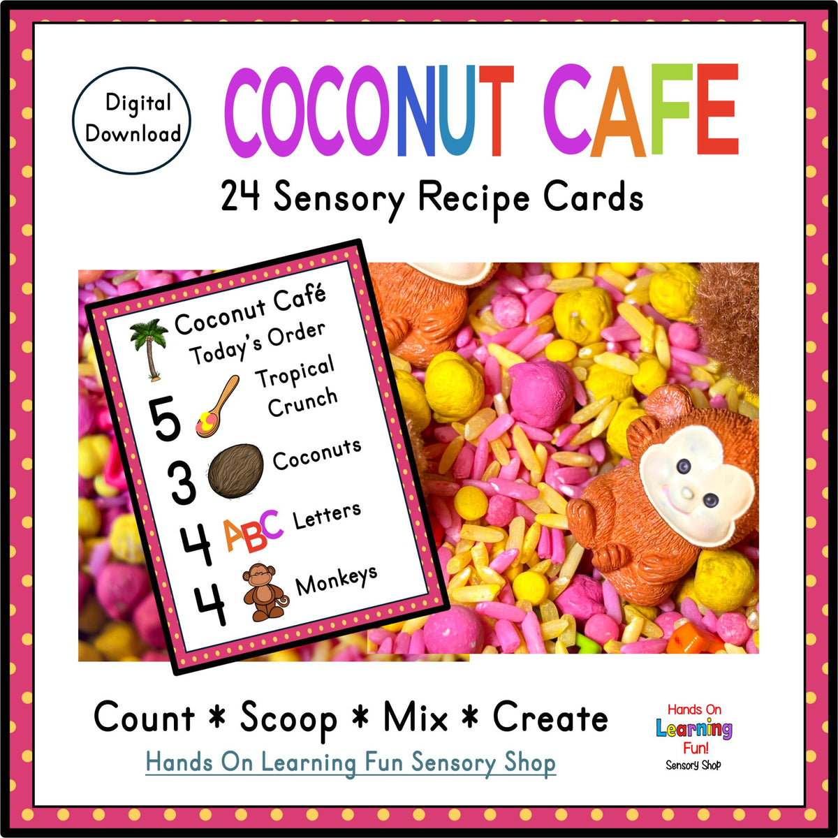 Coconut Cafe Sensory Activities | Counting & Alphabet Matching Printable