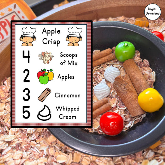 Apple Crisp Sensory Bin Recipe Cards | Printable PDF