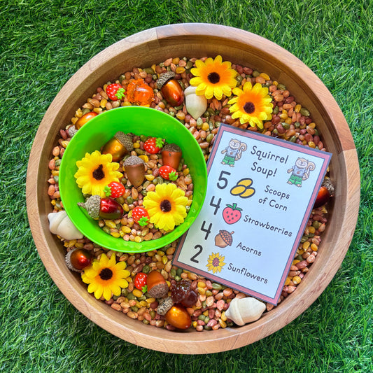 Squirrel Soup Sensory Kit | Preschool Fall Sensory Bin | Fine Motor & Counting Activity