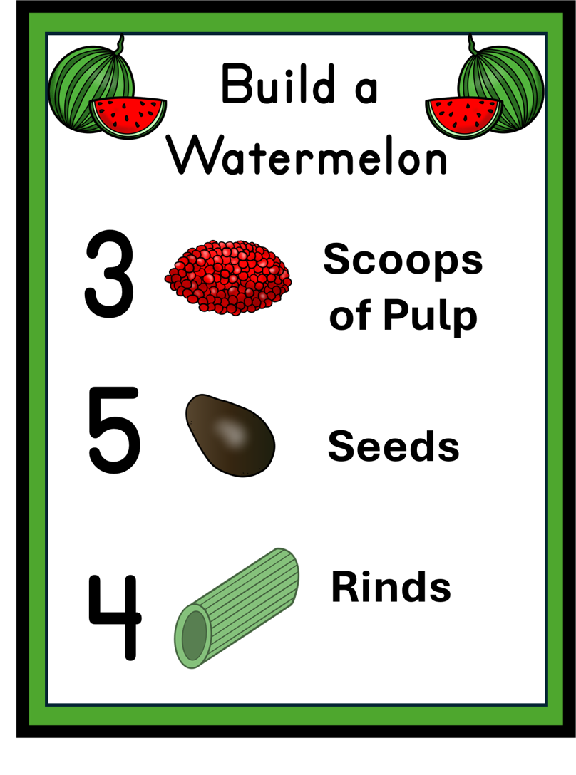 Build a Watermelon Sensory Bin Recipe Cards | Printable PDF