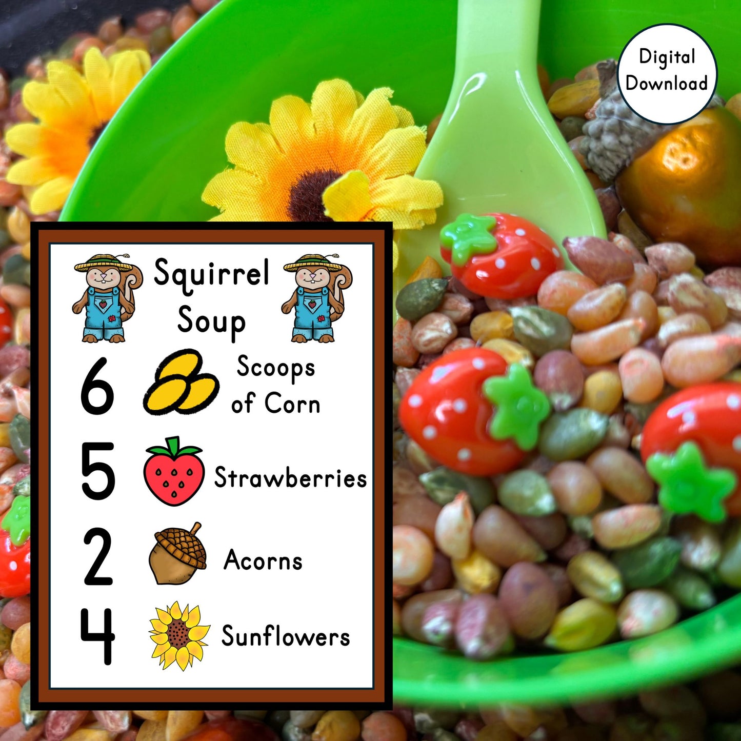 Squirrel Soup Sensory Bin Recipe Cards | Printable PDF