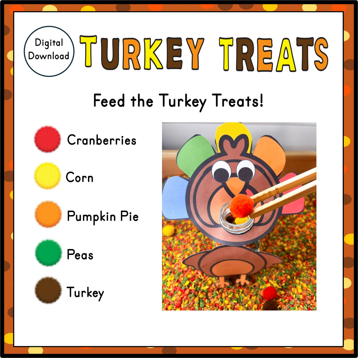 Turkey Treats Recipe Cards – Fall Counting Sensory Activity