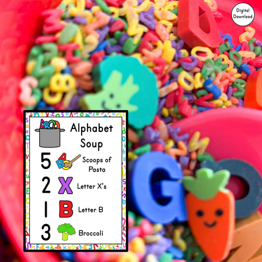 Alphabet Soup Recipe Cards – Sensory Letter & Counting Activity