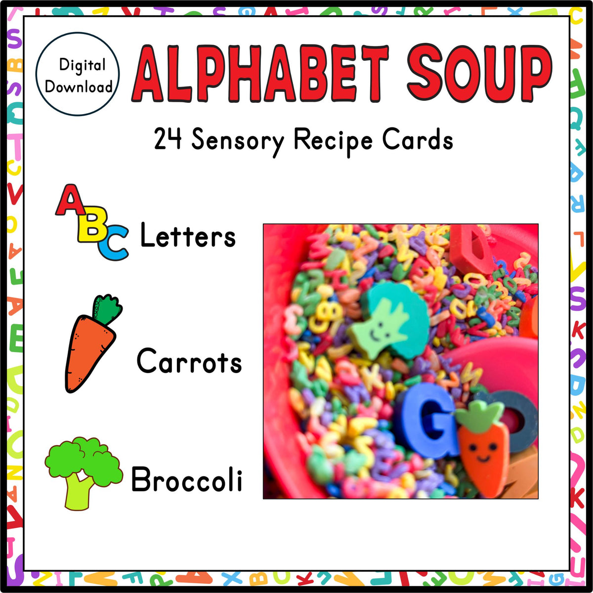 Alphabet Soup Recipe Cards – Sensory Letter & Counting Activity