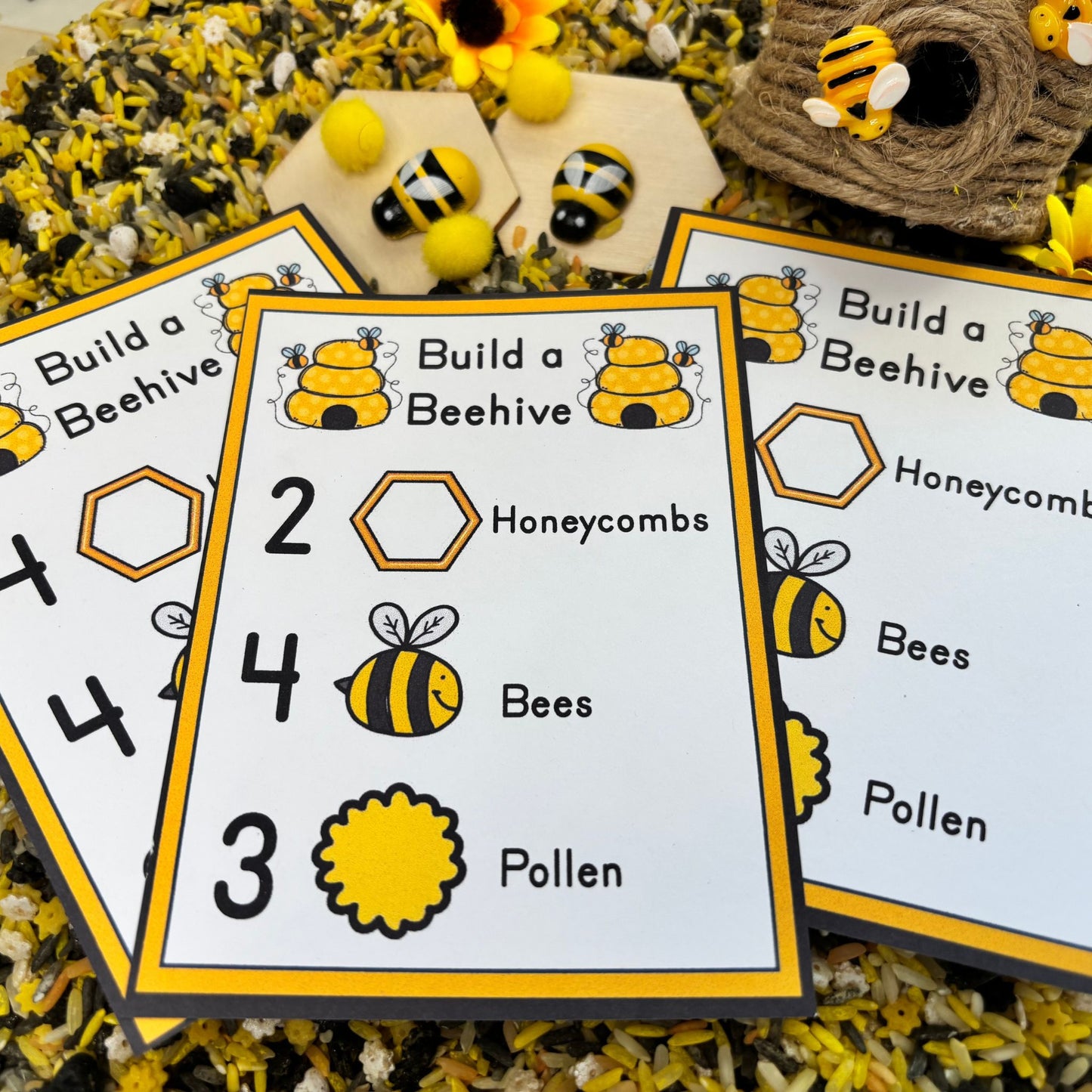 Build a Beehive  Sensory Bin Recipe Cards | Printable PDF