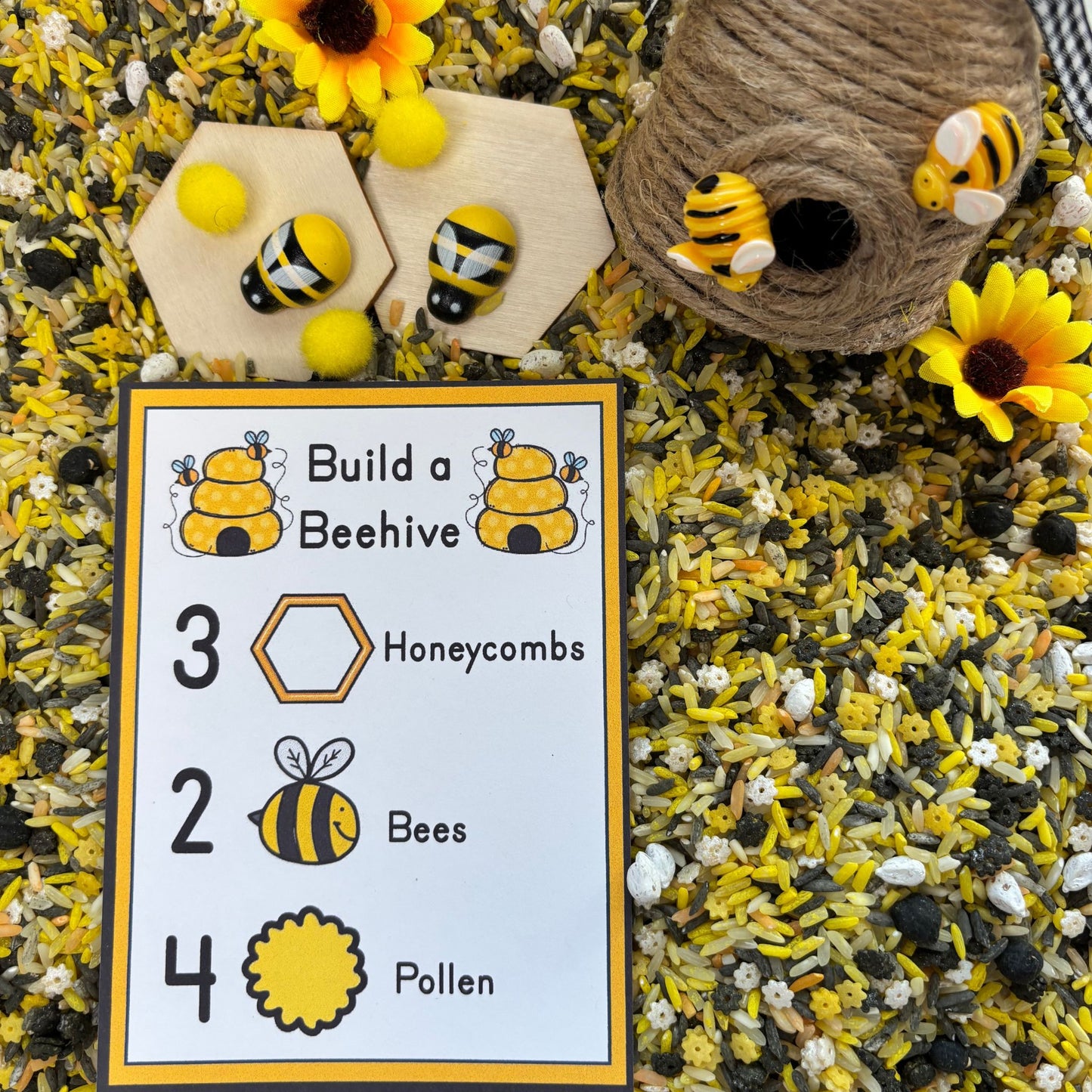 Build a Beehive  Sensory Bin Recipe Cards | Printable PDF