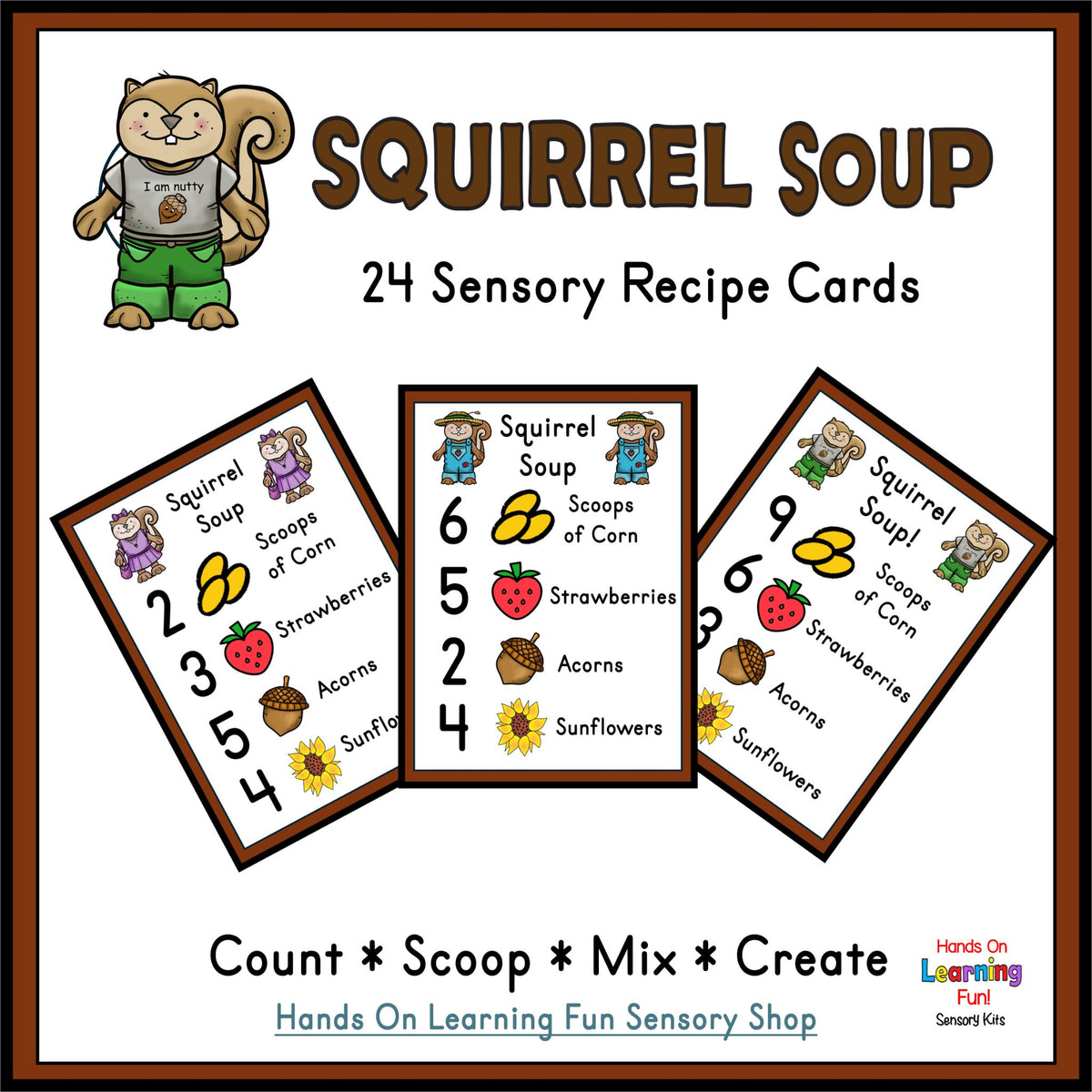 Squirrel Soup Recipe Cards – Fall Counting Sensory Activity