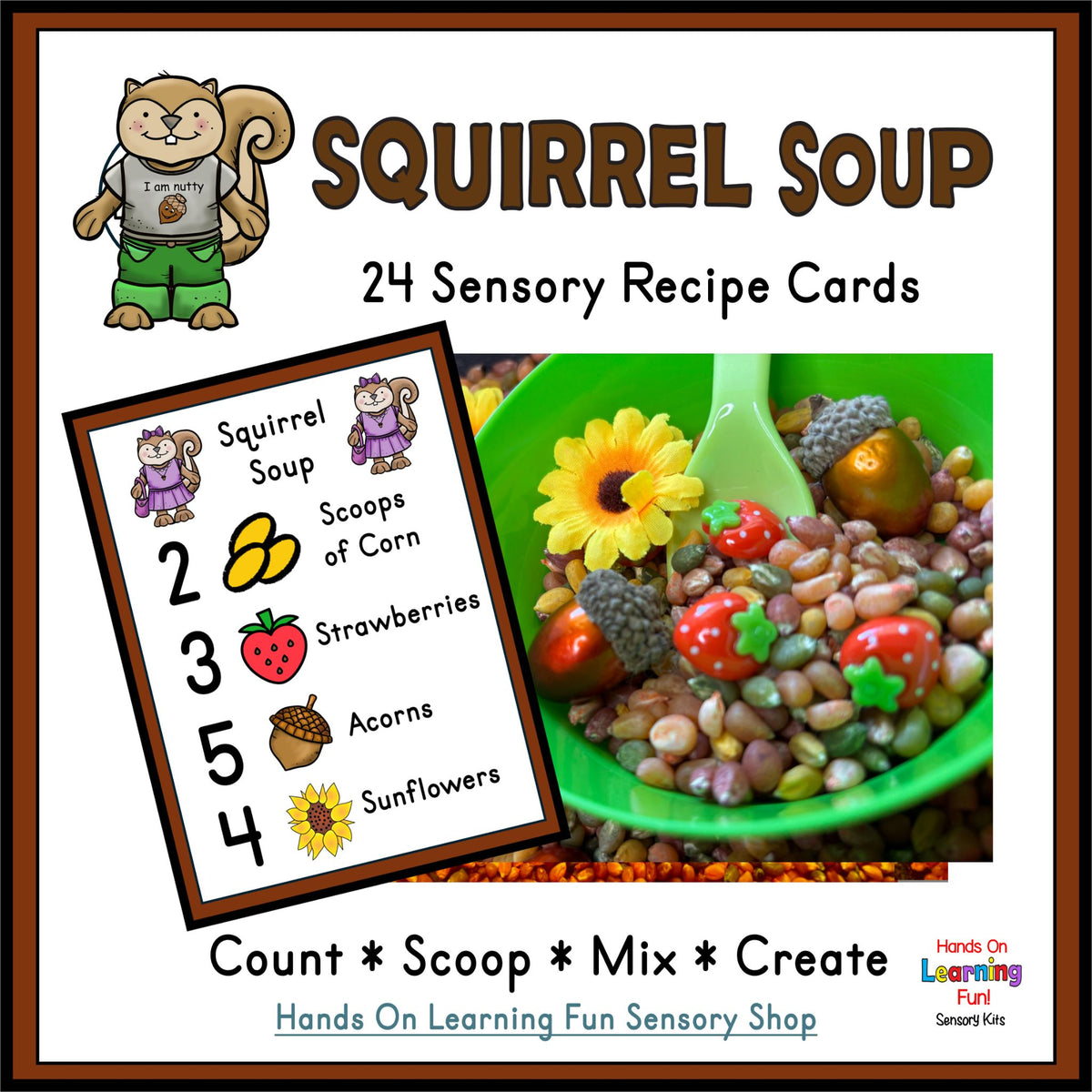 Squirrel Soup Recipe Cards – Fall Counting Sensory Activity