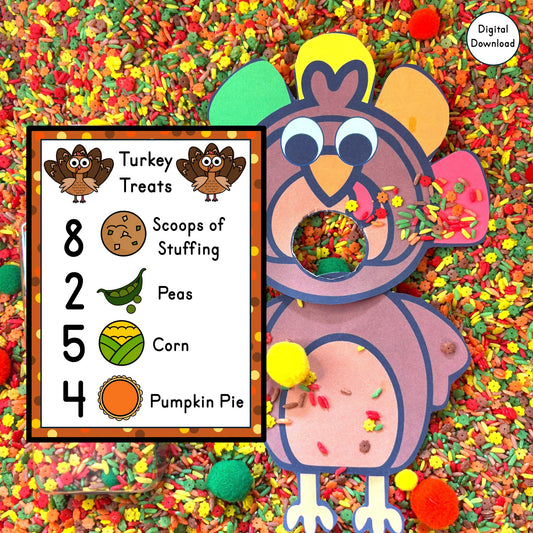 Turkey Treats Recipe Cards – Fall Counting Sensory Activity